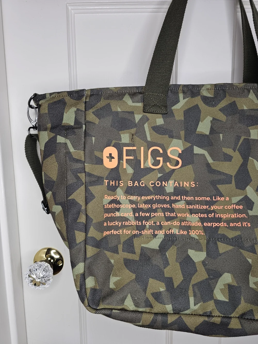 FIGS Camo FREEx Canvas Weekender Tote Bag - Martini Olive